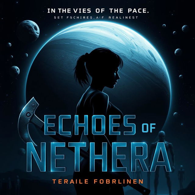 A dystopian science fiction book cover for 'Echoes of Nethera'