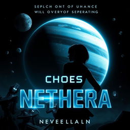 A dystopian science fiction book cover for 'Echoes of Nethera'
