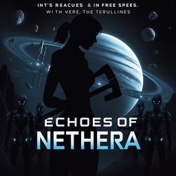 A dystopian science fiction book cover for 'Echoes of Nethera'