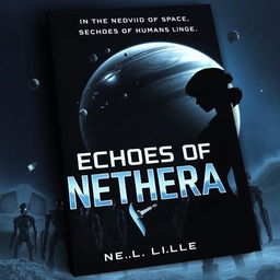 A dystopian science fiction book cover for 'Echoes of Nethera'
