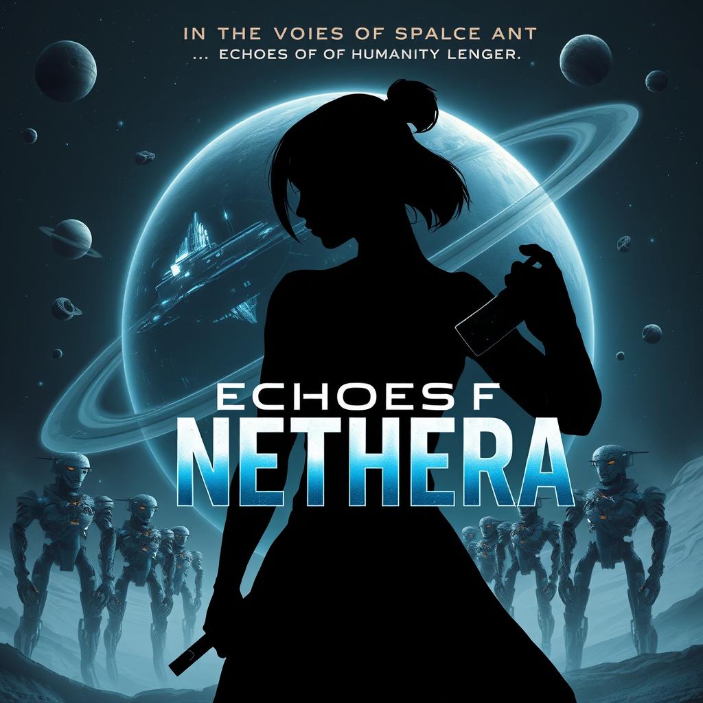 A dystopian science fiction book cover for 'Echoes of Nethera'