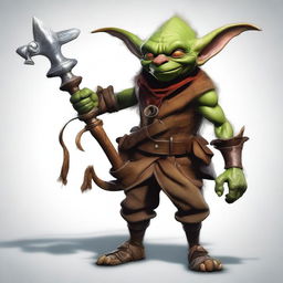 An image of a goblin alchemist, rendered in high quality digital art