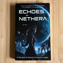 A dystopian and sci-fi book cover for the story titled 'Echoes of Nethera'
