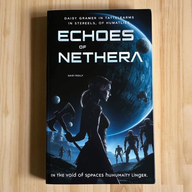 A dystopian and sci-fi book cover for the story titled 'Echoes of Nethera'