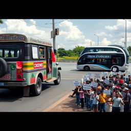 A traditional jeepney, exquisitely painted and labeled 'Cultural Heritage,' is parked forlornly on the side of the road with a bright red 'Condemned' sign hanging from it