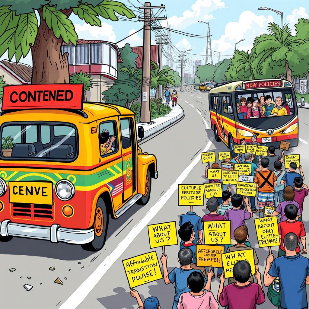 A traditional jeepney, beautifully painted and labeled 'Cultural Heritage,' is parked on the side of the road with a striking 'Condemned' sign prominently displayed