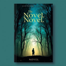 A captivating book cover design for a novel, featuring a mysterious forest in twilight, where ethereal light filters through the trees casting enchanting shadows