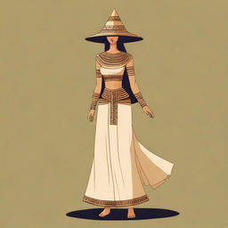 A simple, high-quality digital art piece showcasing a woman in a Shamhat costume from the Epic of Gilgamesh