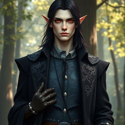 A tall, lean elf named Lotor with pale, almost ethereal skin and medium-length dark hair that flows just past his shoulders