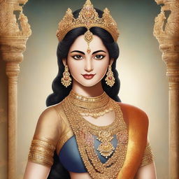 A high-quality digital art showcasing Sita from Ramayana, adorned in a glamorous costume