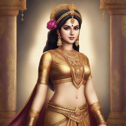 A high-quality digital art showcasing Sita from Ramayana, adorned in a glamorous costume