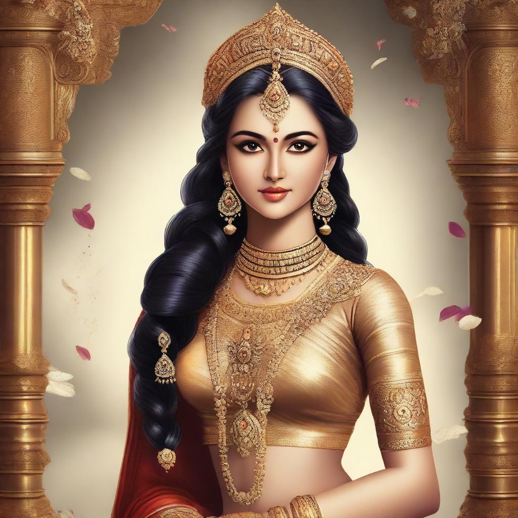 A high-quality digital art showcasing Sita from Ramayana, adorned in a glamorous costume