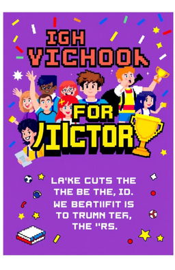 A high school yearbook cover design in pixel art style that symbolizes ambition for victory