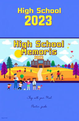 A front and back cover design for a high school yearbook in pixel art style