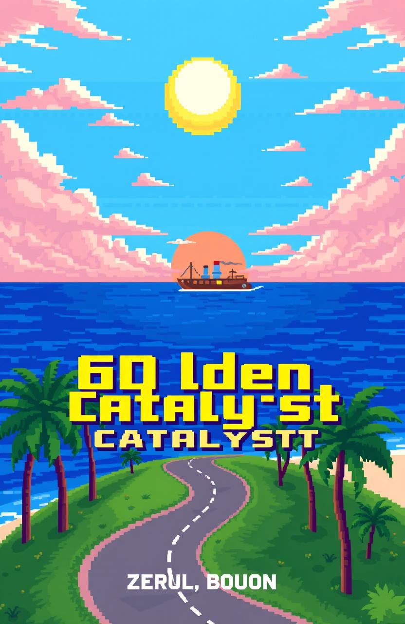 A vibrant pixel art book cover for a yearbook titled '60lden Catalyst'