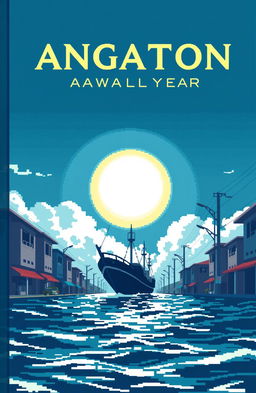 A modern pixel art book cover for a yearbook featuring the name 'Angkatan 60lden Catalyst'