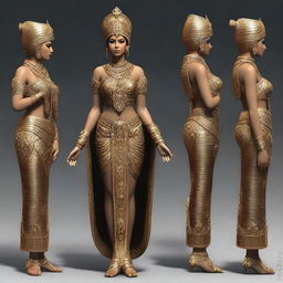 A high-resolution digital art image displaying Shamhat from the Epic of Gilgamesh in her full body, from head to foot