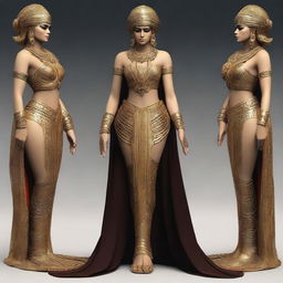 A high-resolution digital art image displaying Shamhat from the Epic of Gilgamesh in her full body, from head to foot