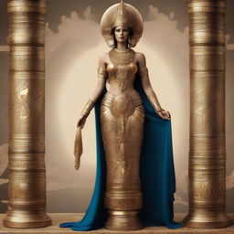 A high-resolution digital art image displaying Shamhat from the Epic of Gilgamesh in her full body, from head to foot