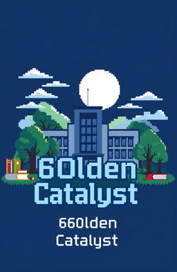 A pixel art style cover for a high school yearbook featuring the class of '60lden Catalyst'