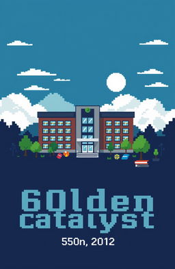 A pixel art style cover for a high school yearbook featuring the class of '60lden Catalyst'