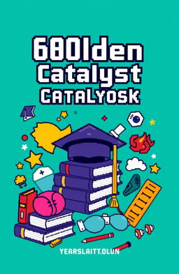 A pixel art cover for a high school yearbook featuring the title '60lden Catalyst'