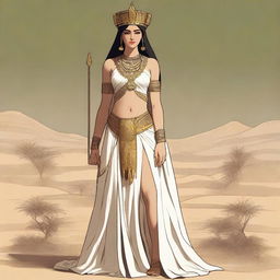 A high-quality digital art image showing Shamhat from the Epic of Gilgamesh, depicted in her entirety from head to foot