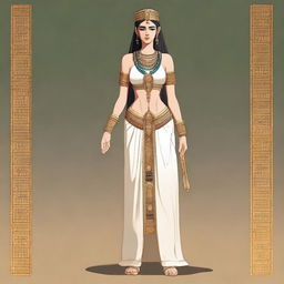 A high-quality digital art image showing Shamhat from the Epic of Gilgamesh, depicted in her entirety from head to foot