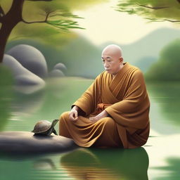 A high-quality digital art piece depicting a serene scene