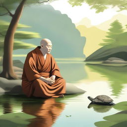 A high-quality digital art piece depicting a serene scene