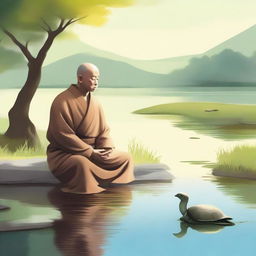 A high-quality digital art piece depicting a serene scene