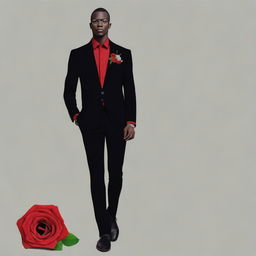 A digital art image of a slim African man, dressed elegantly for a school farewell