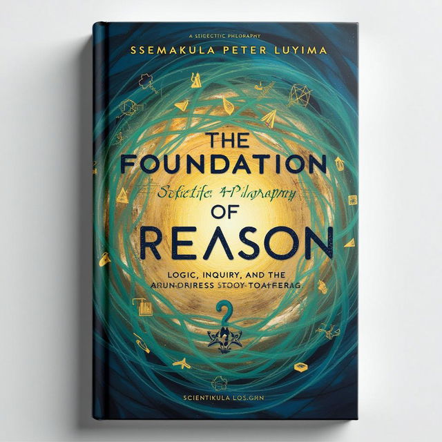 A dynamic and visually striking book cover design for "The Foundation of Reason: Logic, Inquiry, and the Boundaries of Knowledge" by Ssemakula Peter Luyima, focusing on scientific philosophy