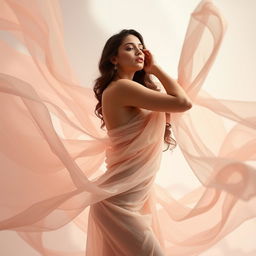 A conceptual artistic interpretation of femininity and beauty, inspired by the essence of Deepika Padukone, showcasing elegant poses and soft, ethereal lighting