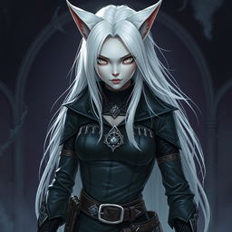 An androgynous Dungeons & Dragons changeling rogue with captivating pure white eyes that lack both iris and pupils, giving them a mysterious and otherworldly appearance