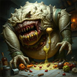 A fearsome monster representing the deadly sin of gluttony from a Dungeons & Dragons setting