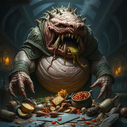 A fearsome monster representing the deadly sin of gluttony from a Dungeons & Dragons setting