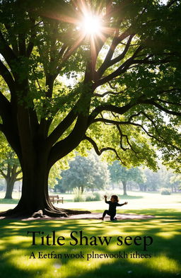 A book cover featuring the shadow of a child joyfully playing under a lush, shady tree