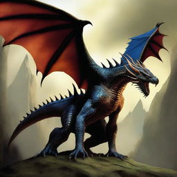 A digital art image in high resolution, illustrating a Draconian Baaz from Dragonlance