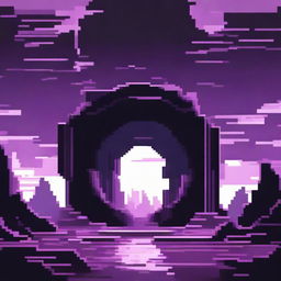 A high-resolution pixel art image depicting a dark portal