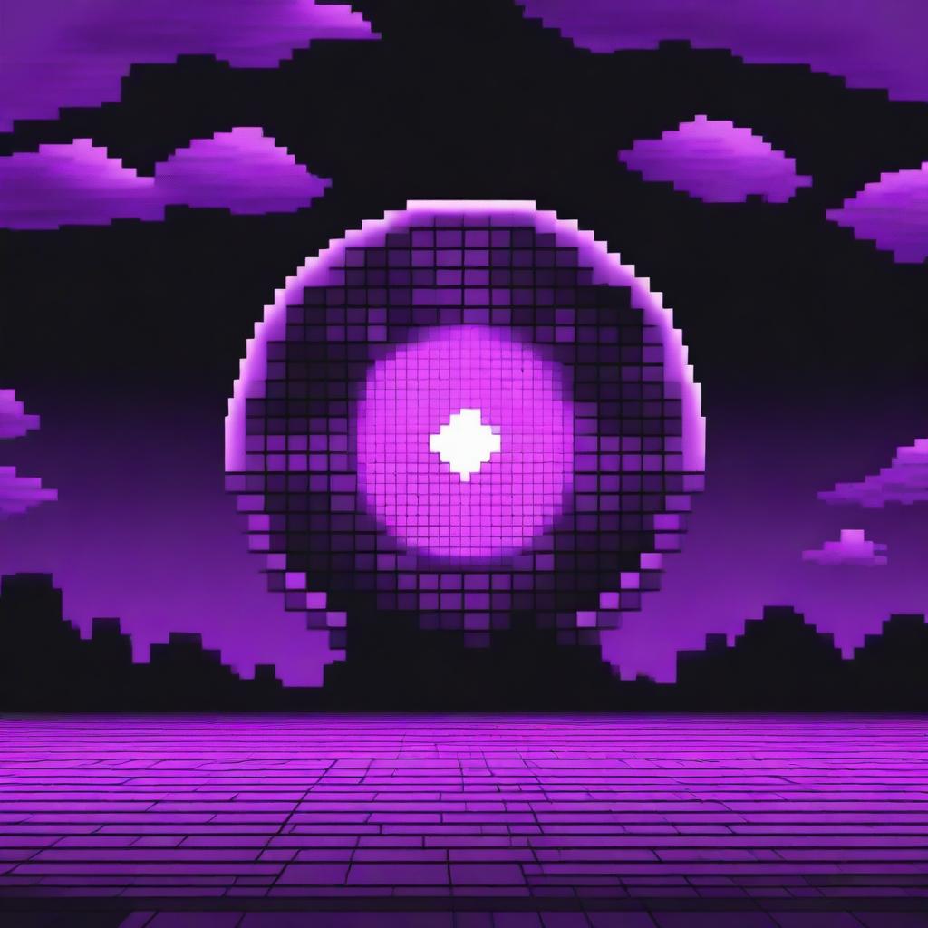 A high-quality pixel art image featuring a dark portal, with a visible grid overlay