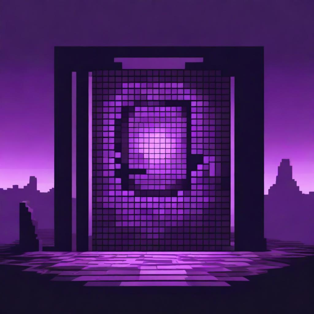 A high-quality pixel art image featuring a dark portal, with a visible grid overlay