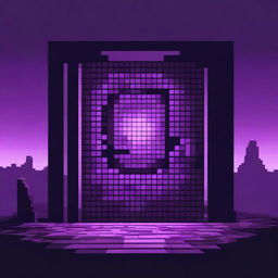 A high-quality pixel art image featuring a dark portal, with a visible grid overlay