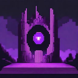 A high-quality pixel art image featuring a dark portal, with a visible grid overlay