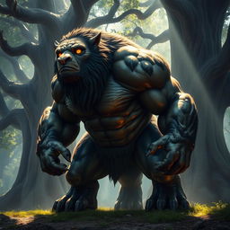 A powerful, muscular beast with an imposing presence