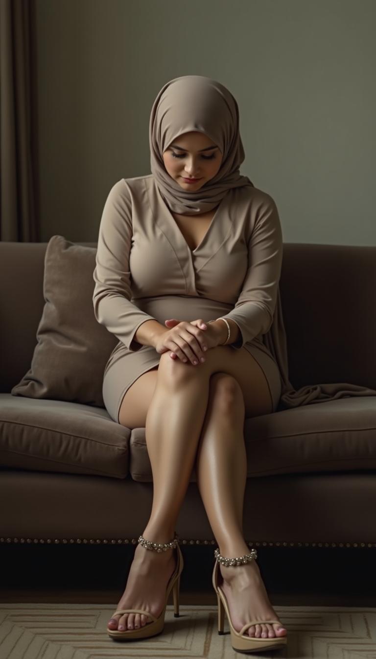 A poignant portrayal of a 40-year-old MILF teacher with white skin and a voluptuous busty figure