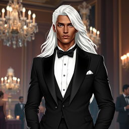 A gender-swapped version of Storm from X-Men, depicted as a male character in elegant formal attire