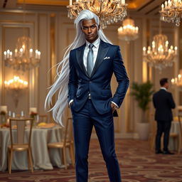 A gender-swapped version of Storm from X-Men, envisioned as a male character in formal attire