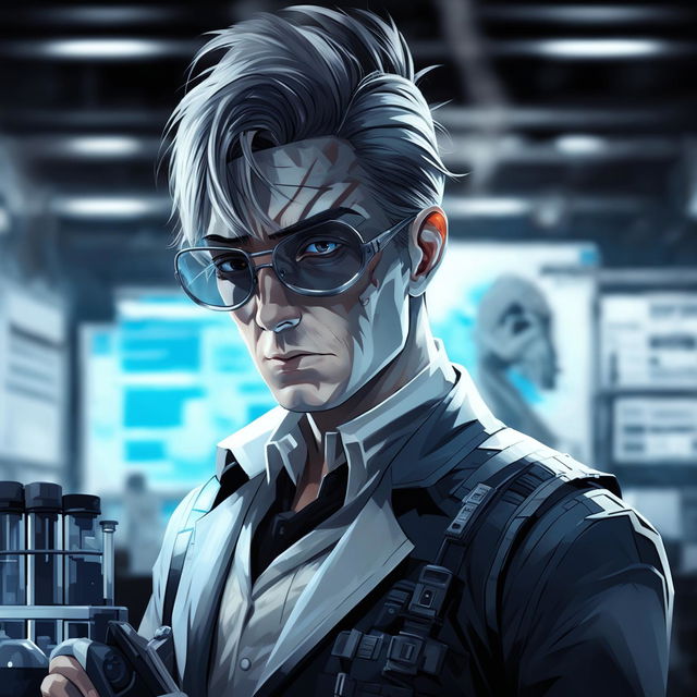 A high-quality digital art image of the character 'Coomer' from the Half-Life series, depicted in his signature lab coat in a dynamic pose