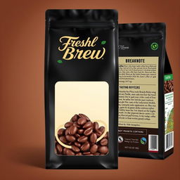 A beautifully designed packaging for coffee beans, featuring an elegant and modern look